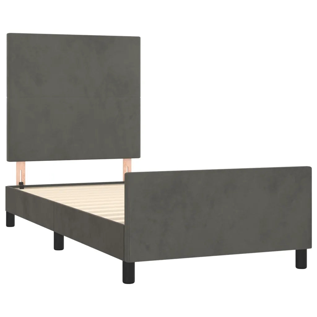 Giroletto con Testiera Grigio Scuro 80x200 cm in Velluto cod mxl 63106