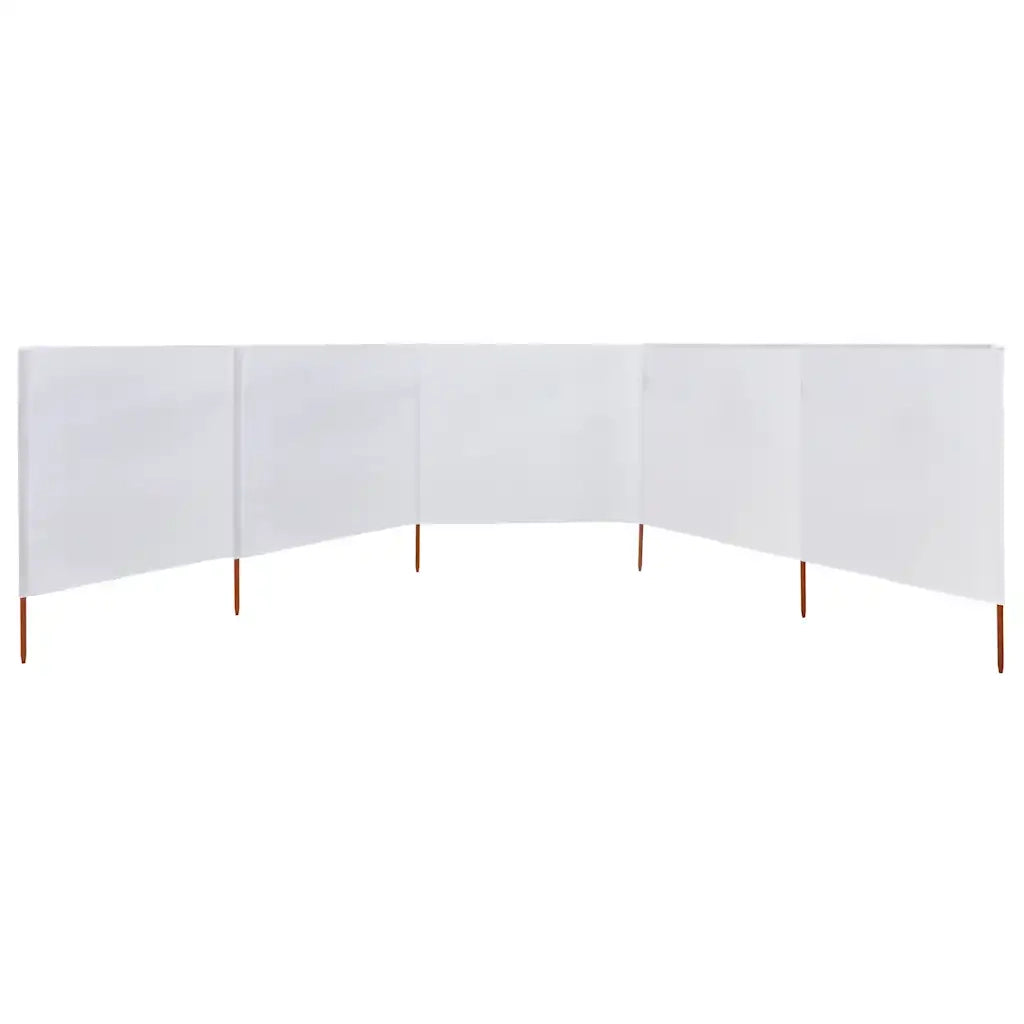 Paravento a 5 Pannelli in Tessuto 600x80 cm Bianco Sabbia CFW6928384