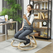 SEDIA INGINOCCHIATOIO CON MOVIMENTO A DONDOLO, IN TESSUTO E LEGNO DI BETULLA, 50X73X55 CM, GRIGIO