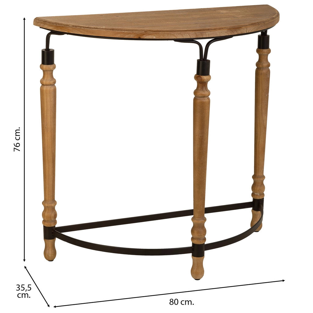 Mobile da ingresso in legno e metallo marrone 80x35,5x76h
