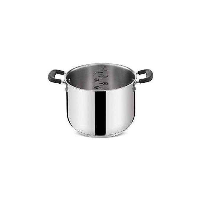 Lagostina 010717020422 Pratica Pentola Alta 22 cm Acciaio Inox 18-10 Fondo Lagoseal Plus a Tre Strati Adatta a Tutti i Piani di Cottura inclusa Induzione Maniglie in Silicone Soft Touch Lavabile in Lavastoviglie colore Acciaio Lucido
