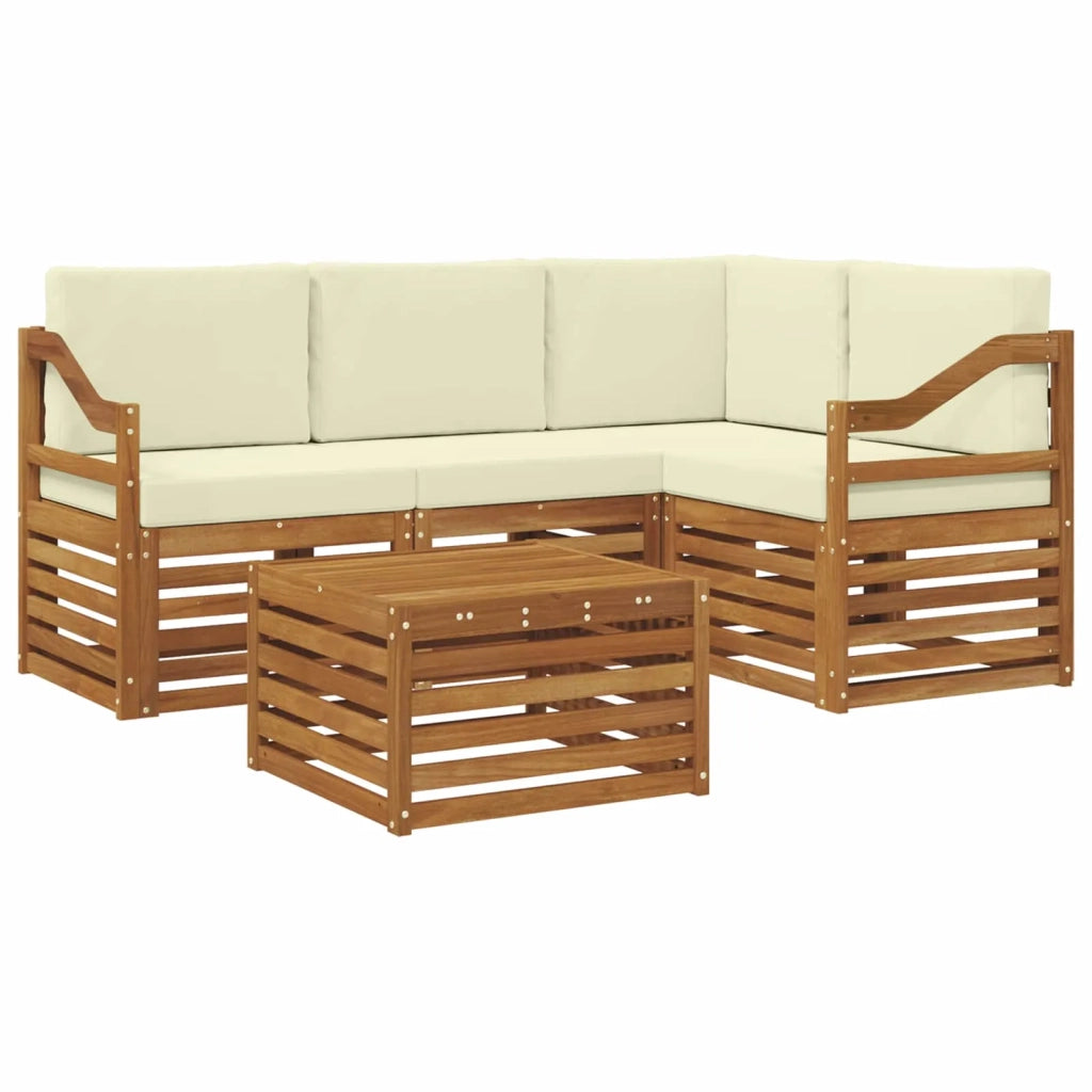 Set di divani da esterno con cuscino 5 pcs Naturale e Crema 3374785