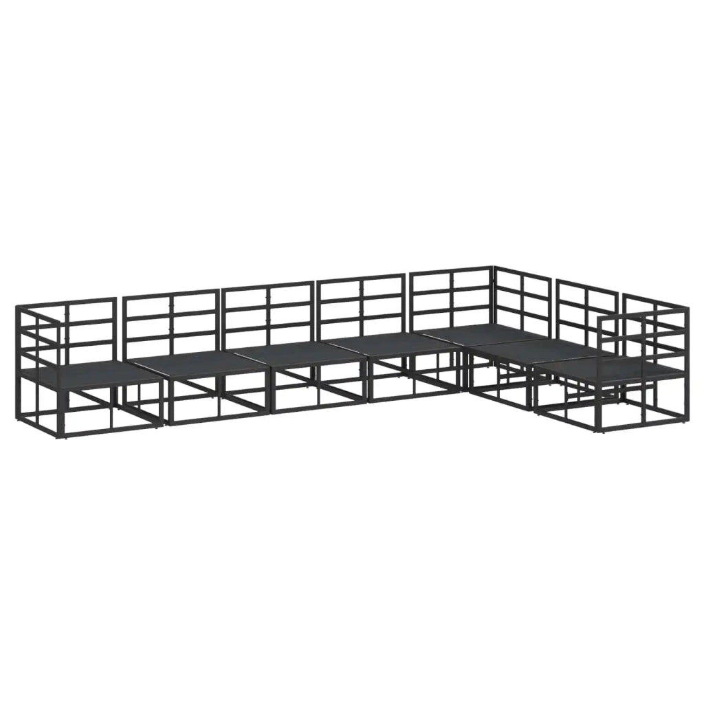 Set Divano da Giardino con cuscino 7 pcs Nero Alluminio 3378872