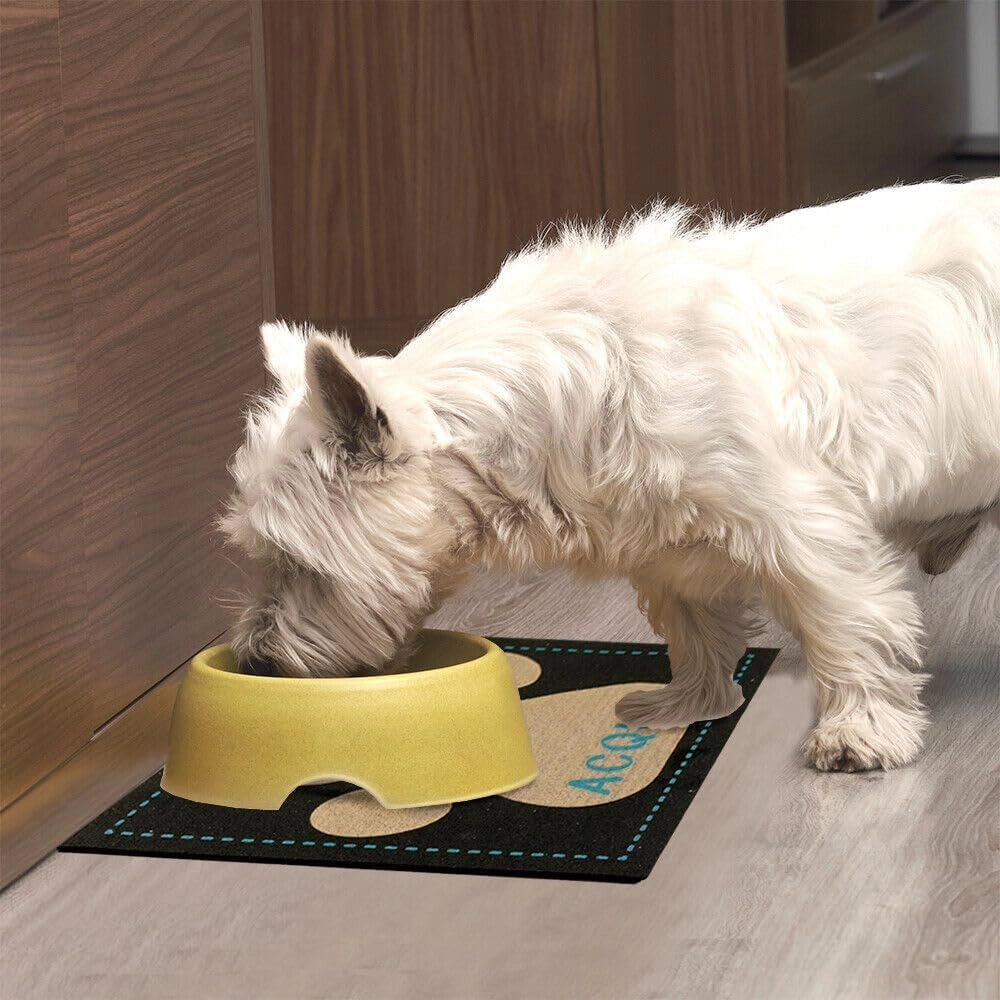 Coppia Tappetini SottoCiotola Gomma Sostenibile Antiscivolo Cane Gatto Quadrati