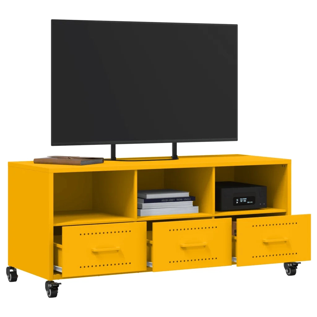 Mobile TV Giallo Senape 100,5x39x43,5 cm in Acciaio 846695