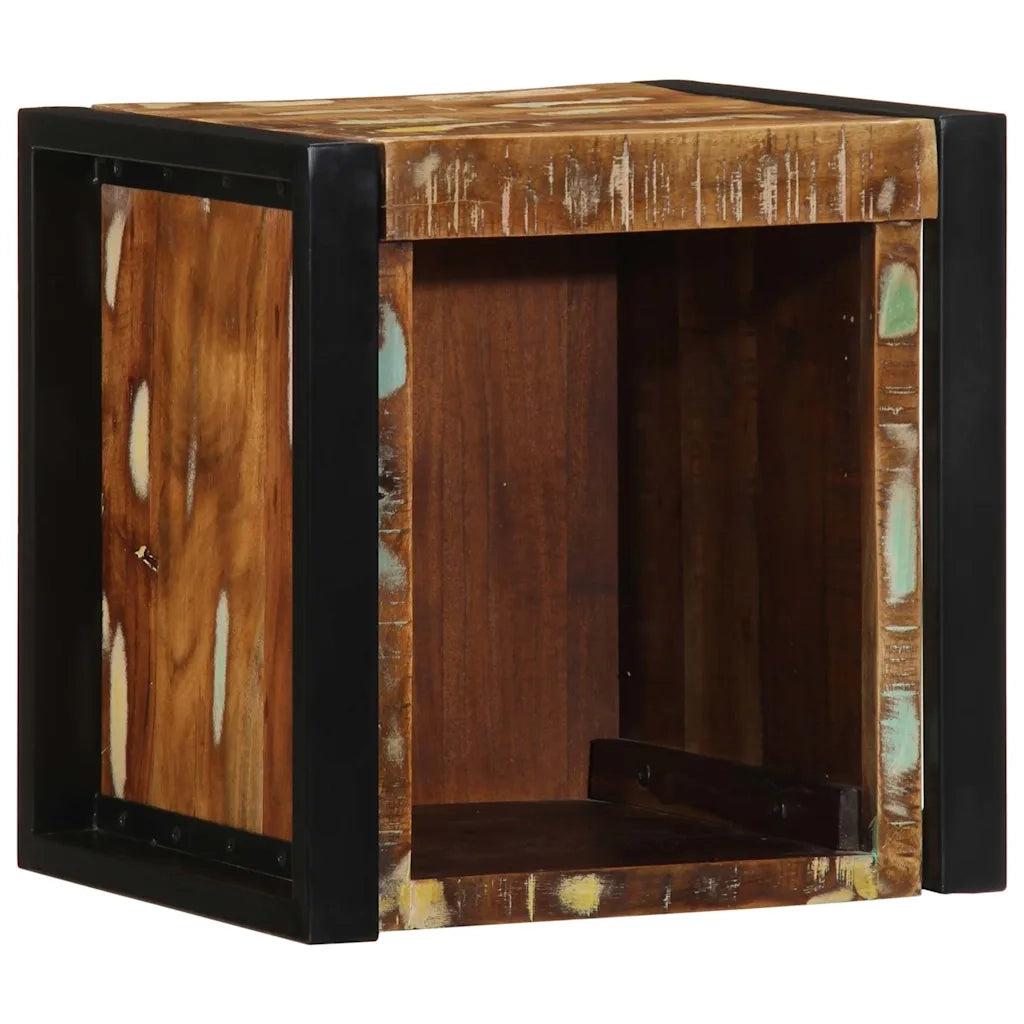 Comodino | Armadio da Notte | Mobiletto da notte Multicolore 40x35x40 cm in Legno Massello Recupero