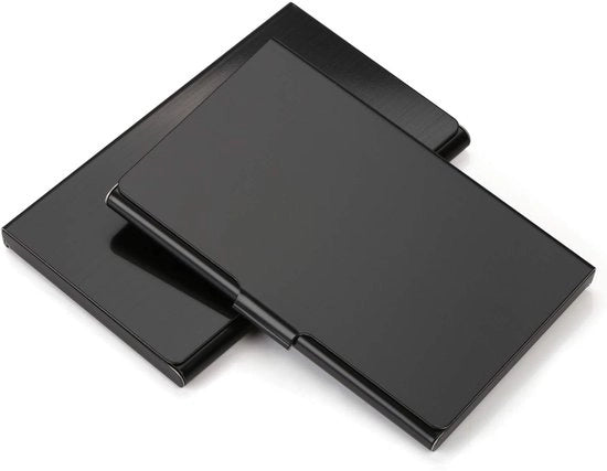 Portafoglio schokbestendig - 2 pezzi - In acciaio inossidabile - Leggero - Nero - Dimensioni compatte 92 x 58 mm - Portafoglio per biglietti