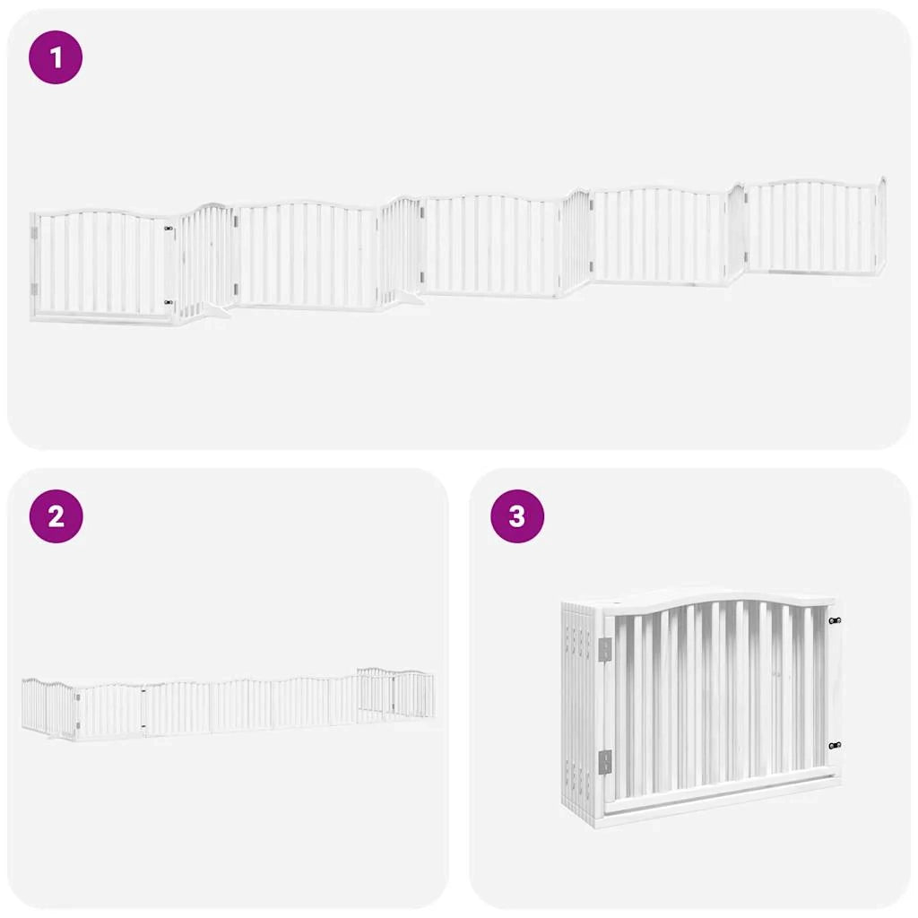 Cancelletto di sicurezza per animali domestici porta pieghevole 10 pannelli legno di pioppo bianco 02_0023109