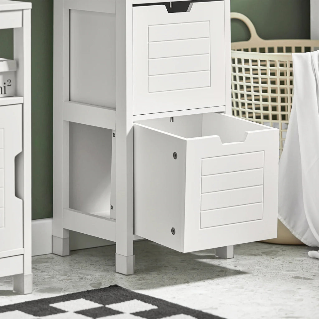 Mobiletto Bagno Colonna Bagno Cassettiera Bagno salvaspazio L30*P30*A145 cm Bianco FRG126-W