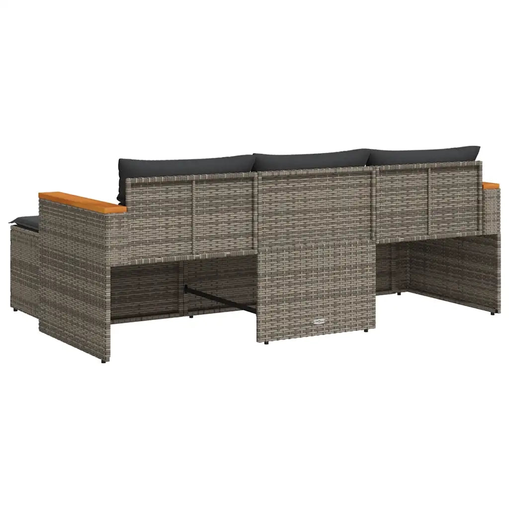 Set Divani da Giardino 3 pz con Cuscini Grigio in Polyrattan 365827