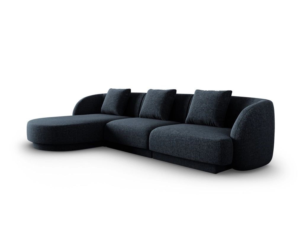 Cosmopolitan Design - Divano angolare sinistro "Tulum" 4 posti in ciniglia blu reale 