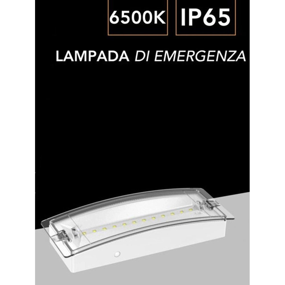 Trade Shop - Lampada Led Di Emergenza Da Esterno Interno Anti Blackout 1.5w Ip65 Luce 6500k Lt-49312 -
