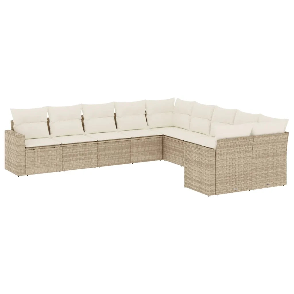 Set Divano da Giardino 10 pz con Cuscini Beige in Polyrattancod mxl 116605
