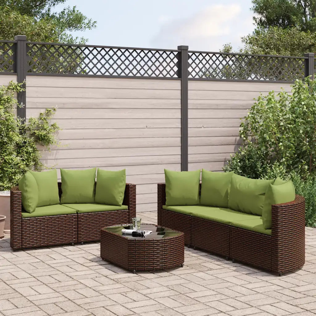 vidaXL Set Divano da Giardino 6 pz con Cuscini Marrone in Polyrattan