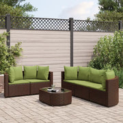 vidaXL Set Divano da Giardino 6 pz con Cuscini Marrone in Polyrattan