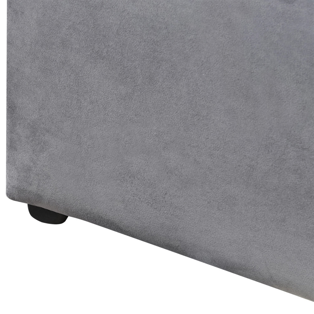 Letto Ottomano Grigio Scuro Velluto Tappezzato 160 x 200 cm Testiera Travestita Funzione Contenitore