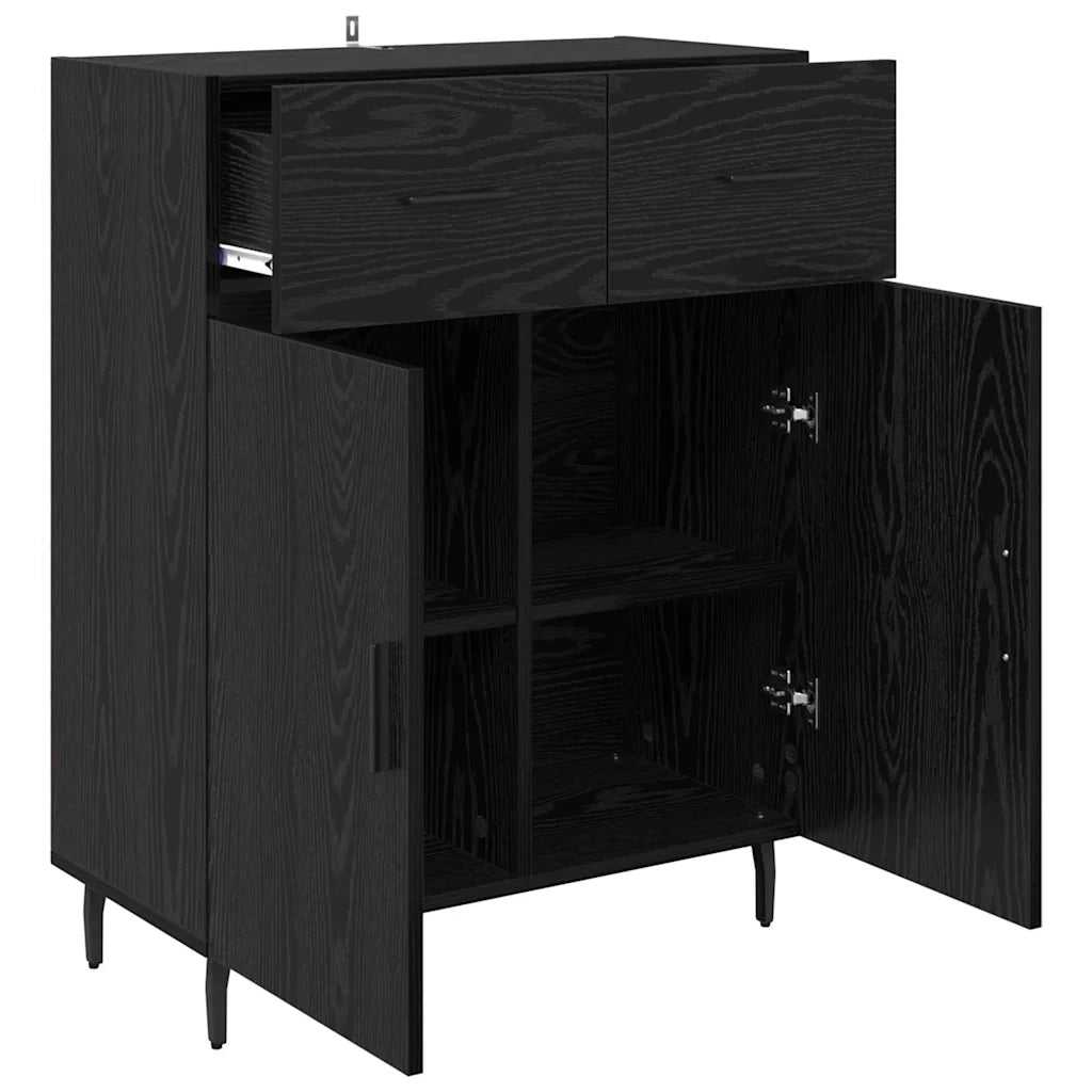 Credenza-Buffet-Armadio da cucina Rovere Nero 69,5 x 34 x 90 cm Legno multistrato 714464