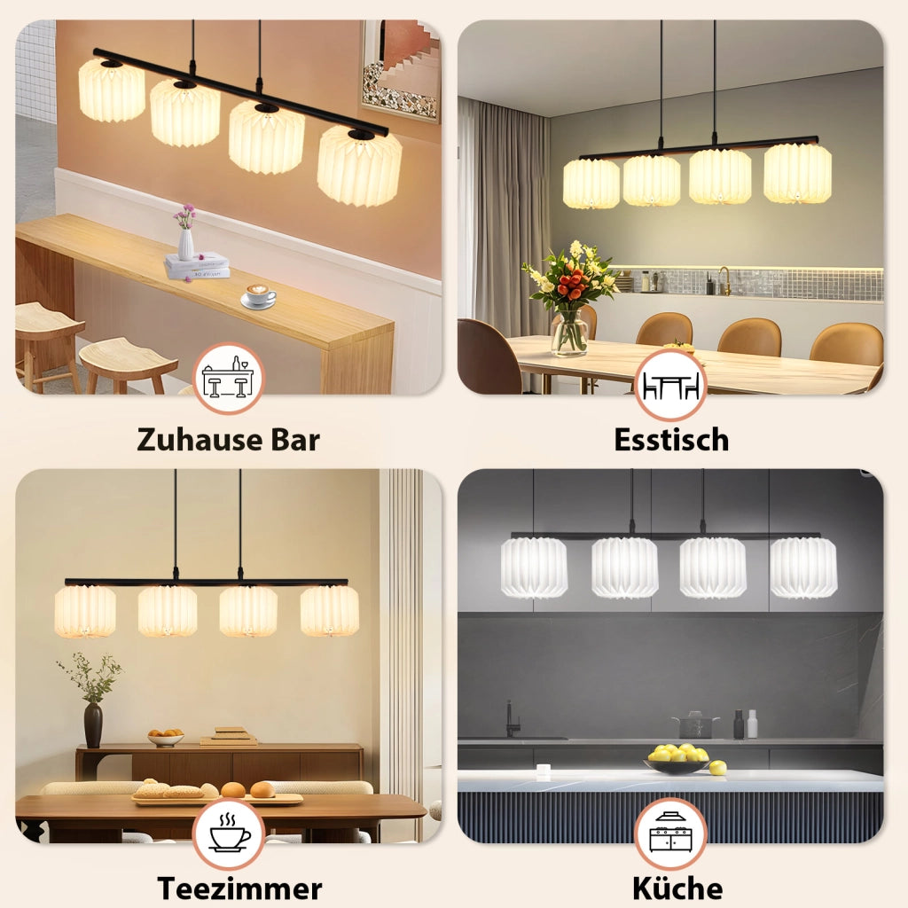 Lampada a Sospensione ZMH vintage lungo ¨C Paralume in carta 4 luci (senza lampadina)