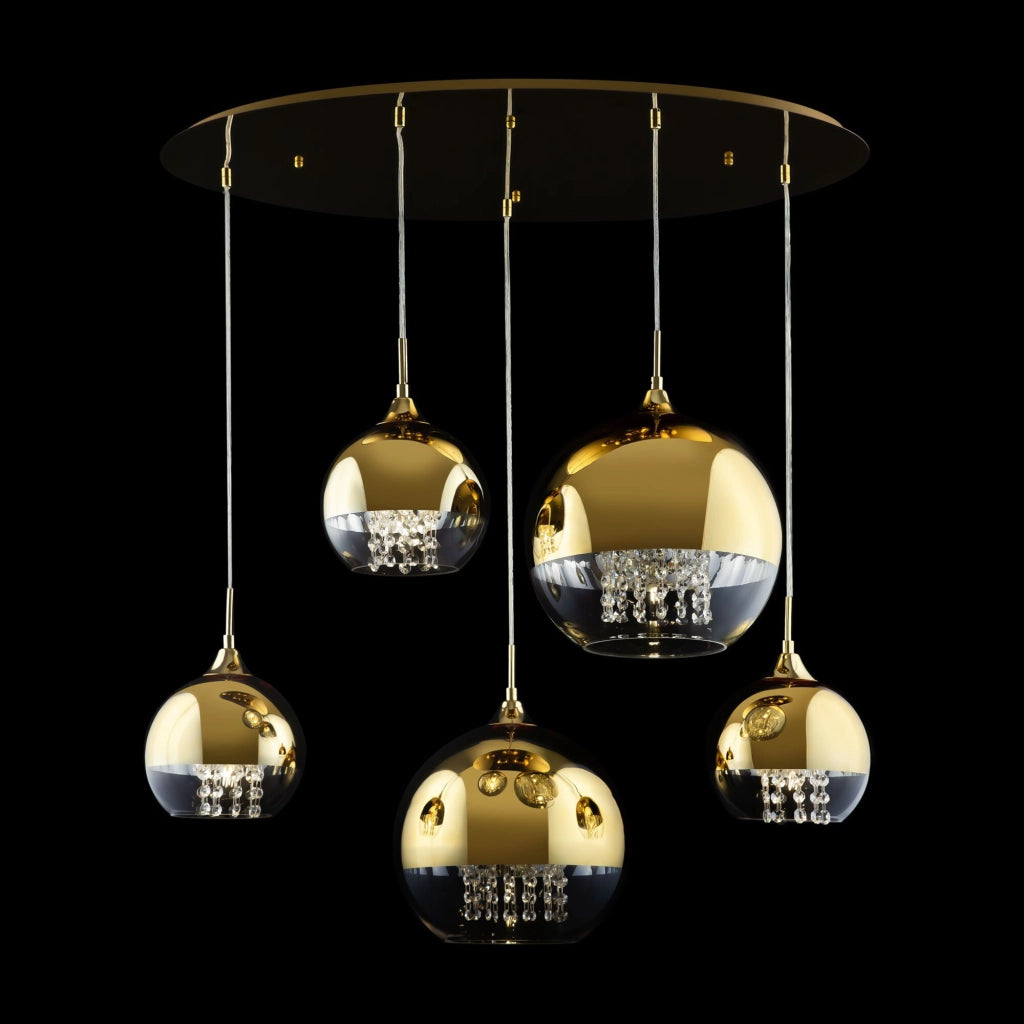 Maytoni Lampadario contemporaneo Fermi 5 luci E27 oro metallo vetro