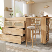 Tavolo bar girevole 360° con 6 cassetti, 128-203 cm