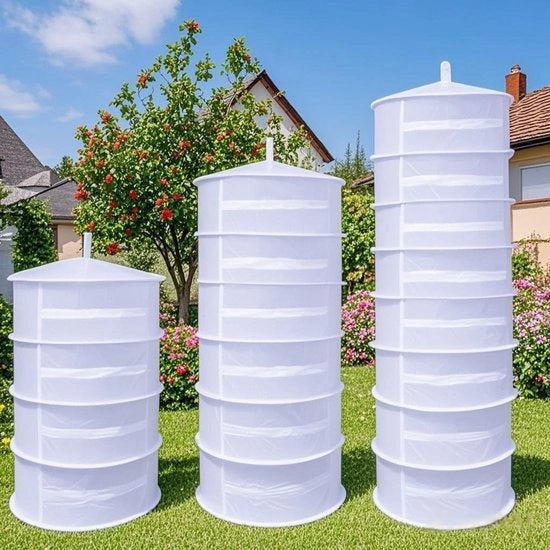 Droogrek Opvougable - Raccordo per Asciugatura per Erbe, Carne e Abiti - Bianco - 4 Livelli - Φ60cm