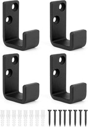 Haken per parete pesanti - J - Acciaio - Nero - Sostituire cavi - 4 pacchi di haken per parete neri per articoli sportivi (5,5 x 4 cm)