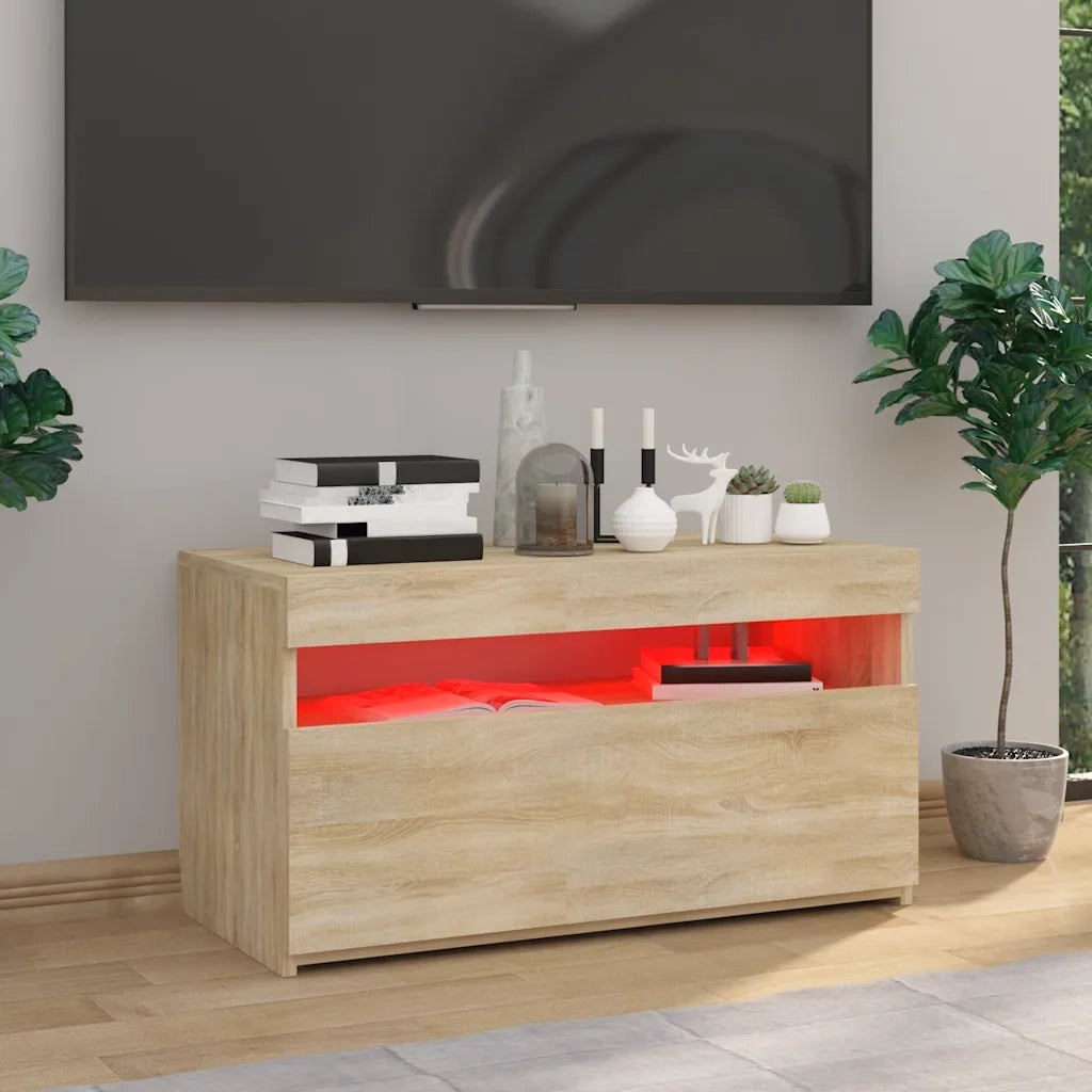 Mobile TV | Armadietto TV | Mobile Porta TV con Luci LED Rovere Sonoma 60x35x40 cm