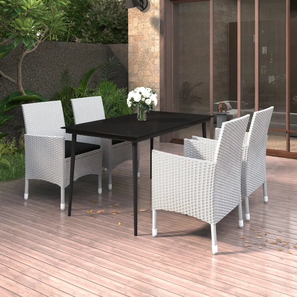 Set da Pranzo per Giardino 5 pz con Cuscini Polyrattan e Vetro cod mxl 71966