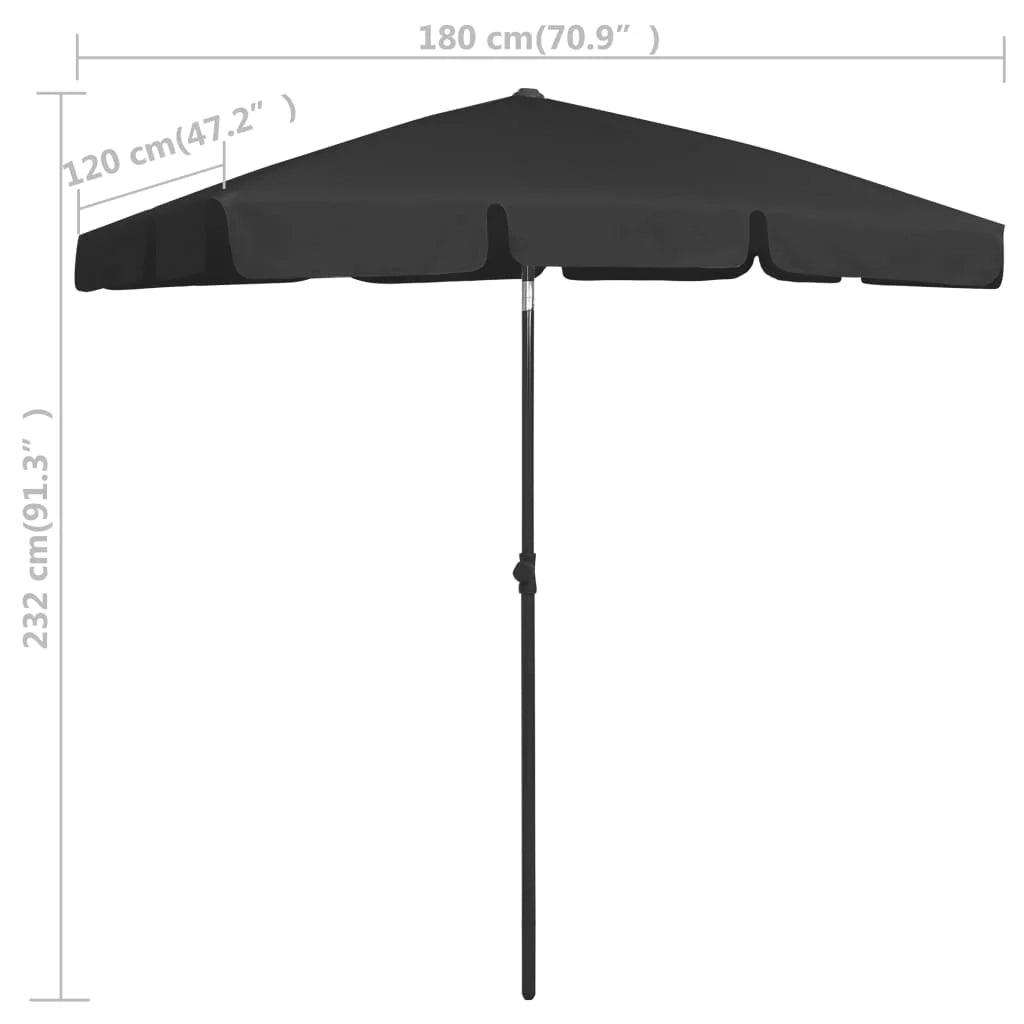 Ombrellone da spiaggia 180 x 120 cm nero 02_0008401
