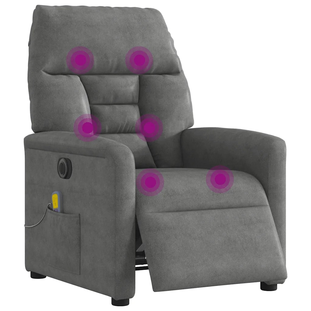 Poltrona Reclinante Massaggi Elettrica Grigio Scuro Microfibra 3303082
