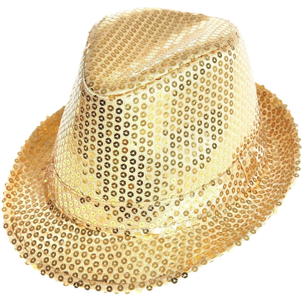 Trade Shop - Cappello Borsalino Paillettes Oro Spettacolo Teatro Paillette Uomo Donna -