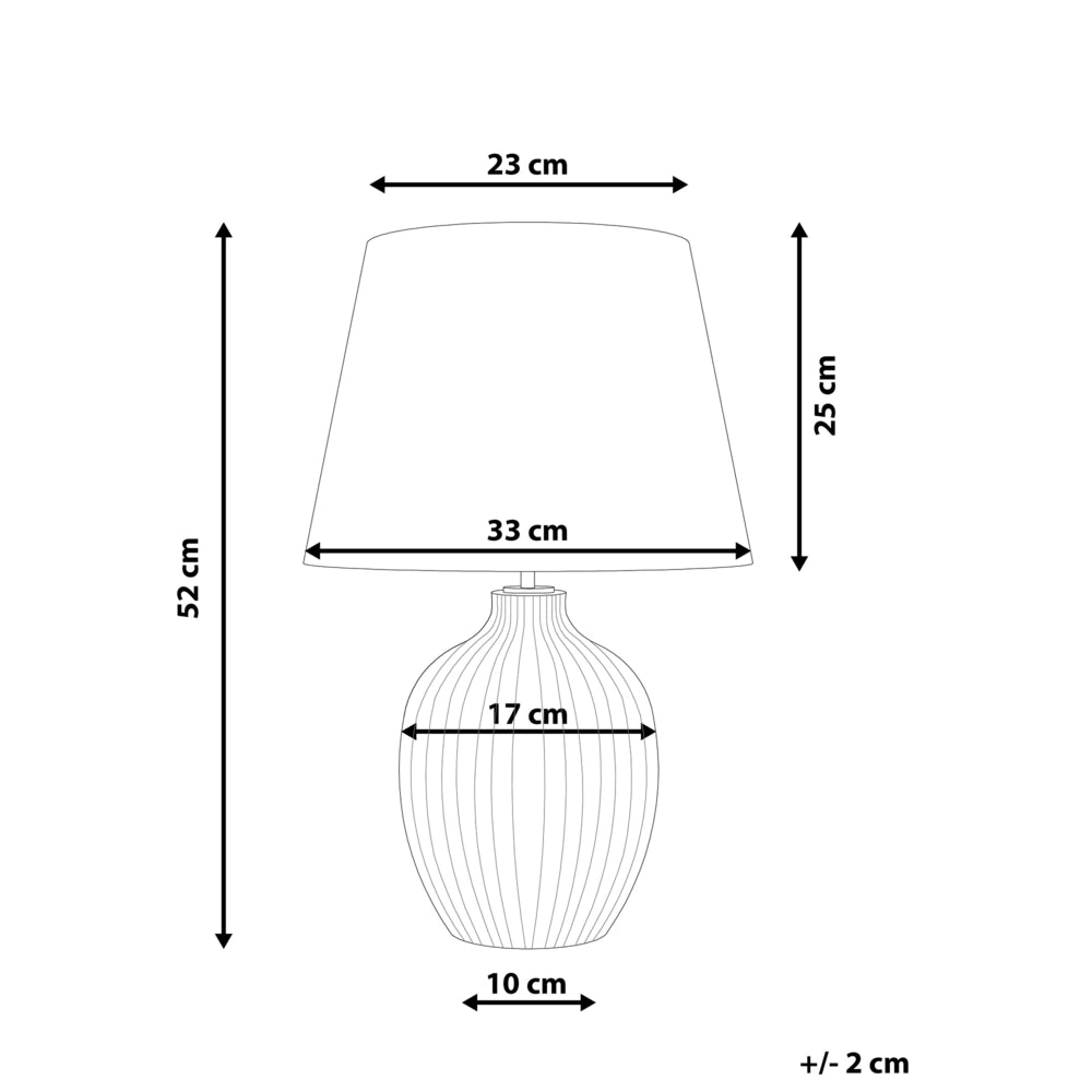 Lampada da Tavolo in Ceramica Grigia 52 cm Paralume Impero Comodino Soggiorno Camera da Letto Illuminazione Stile Retrò