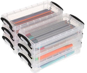 Pennarelle 6 pezzi Cassa per pennarelli in plastica con coperchio Scatola per materiali da disegno trasparente con clip nera Custodia per pennarelli Raccogliendo scatola per bambini Ragazzi Studenti per attrezzature scolastiche Articoli per ufficio