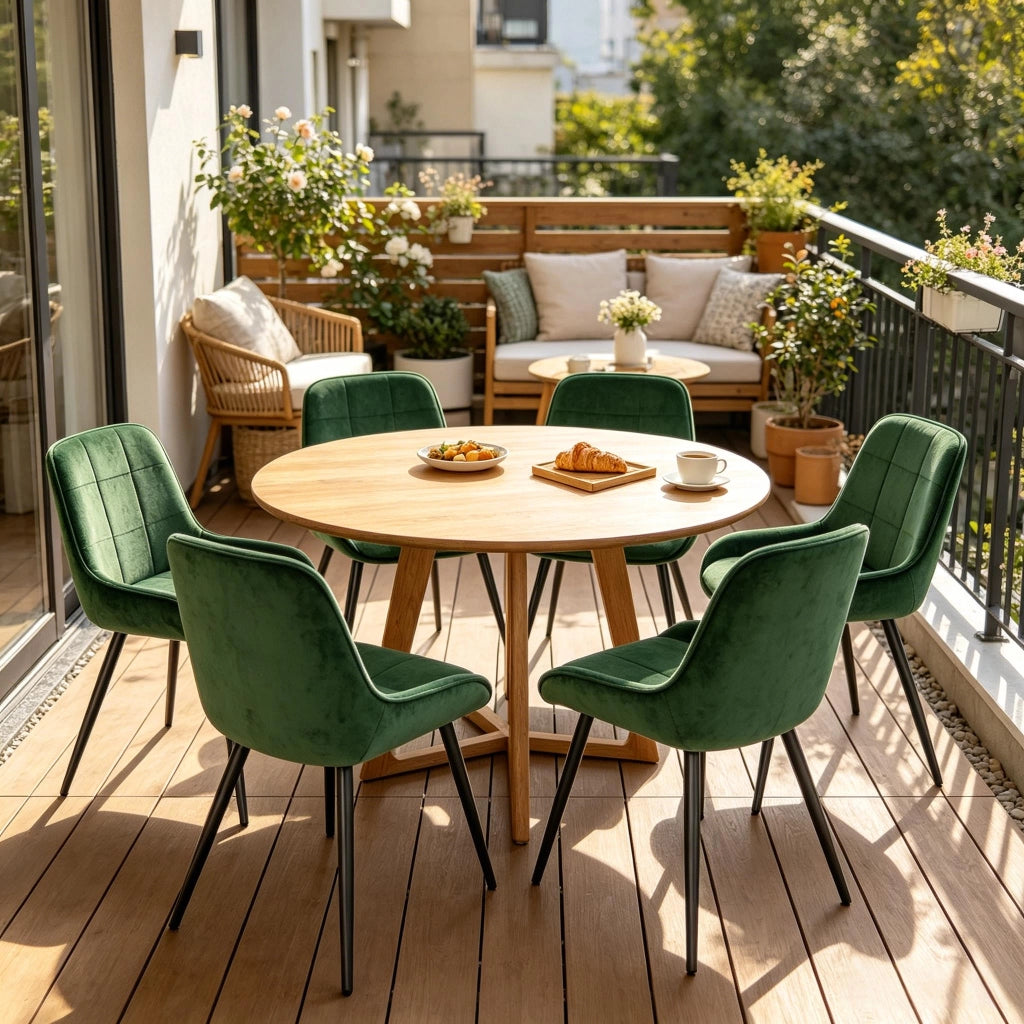 SEDIA Set da 4 pezzi in velluto verde scuro con gambe in metallo