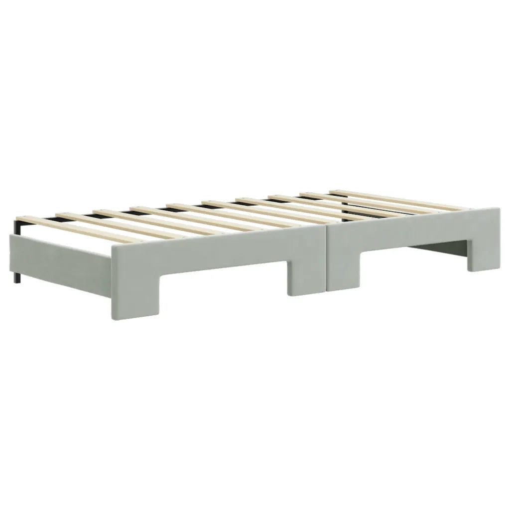 Divano Letto Estraibile Cassetti Grigio Chiaro 90x190cm Velluto 3196776