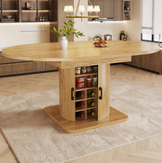 Tavolo da pranzo allungabile con vano contenitore, MDF e metallo