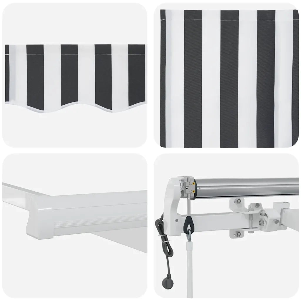 Tenda Sole Retrattile Automatica 300x250 cm Antracite e Bianco 3215780