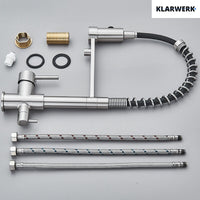 Bernd | Rubinetto da cucina a osmosi a molla a 3 vie argento Rubinetto con filtro in acciaio inossidabile spazzolato | Miscelatore da ristorante