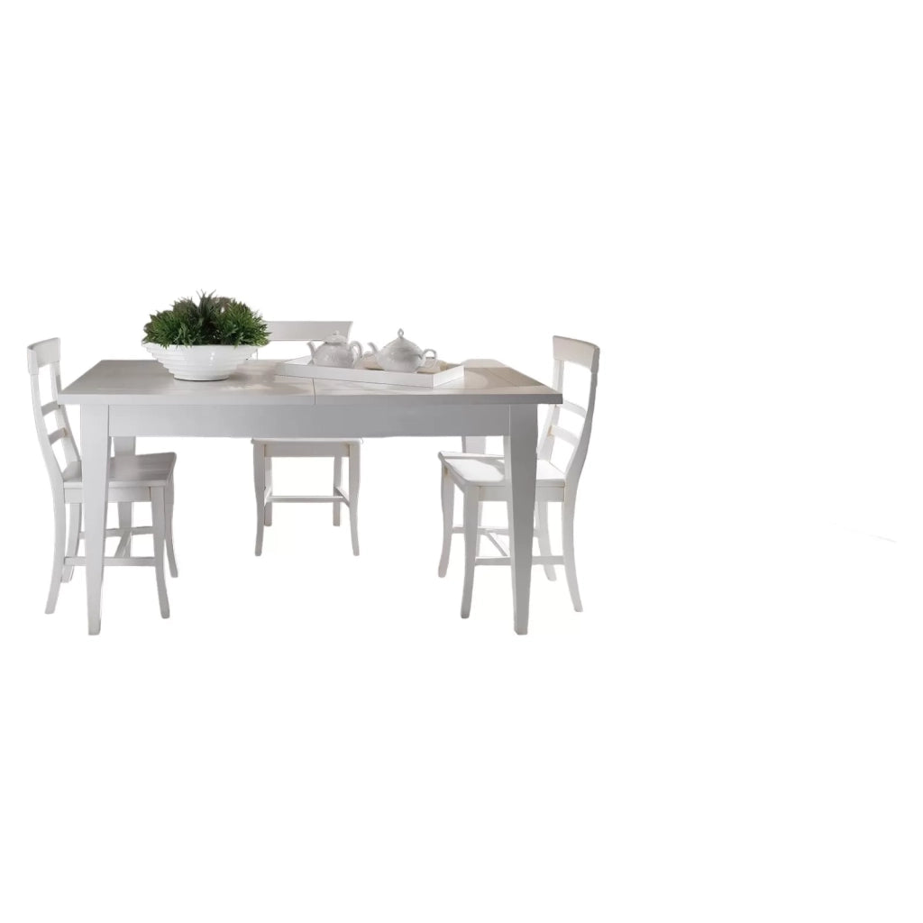 Tavolo shabby allungabile gamba a spillo legno massello bianco l.160 p.90 h.80 - Mobili 2G