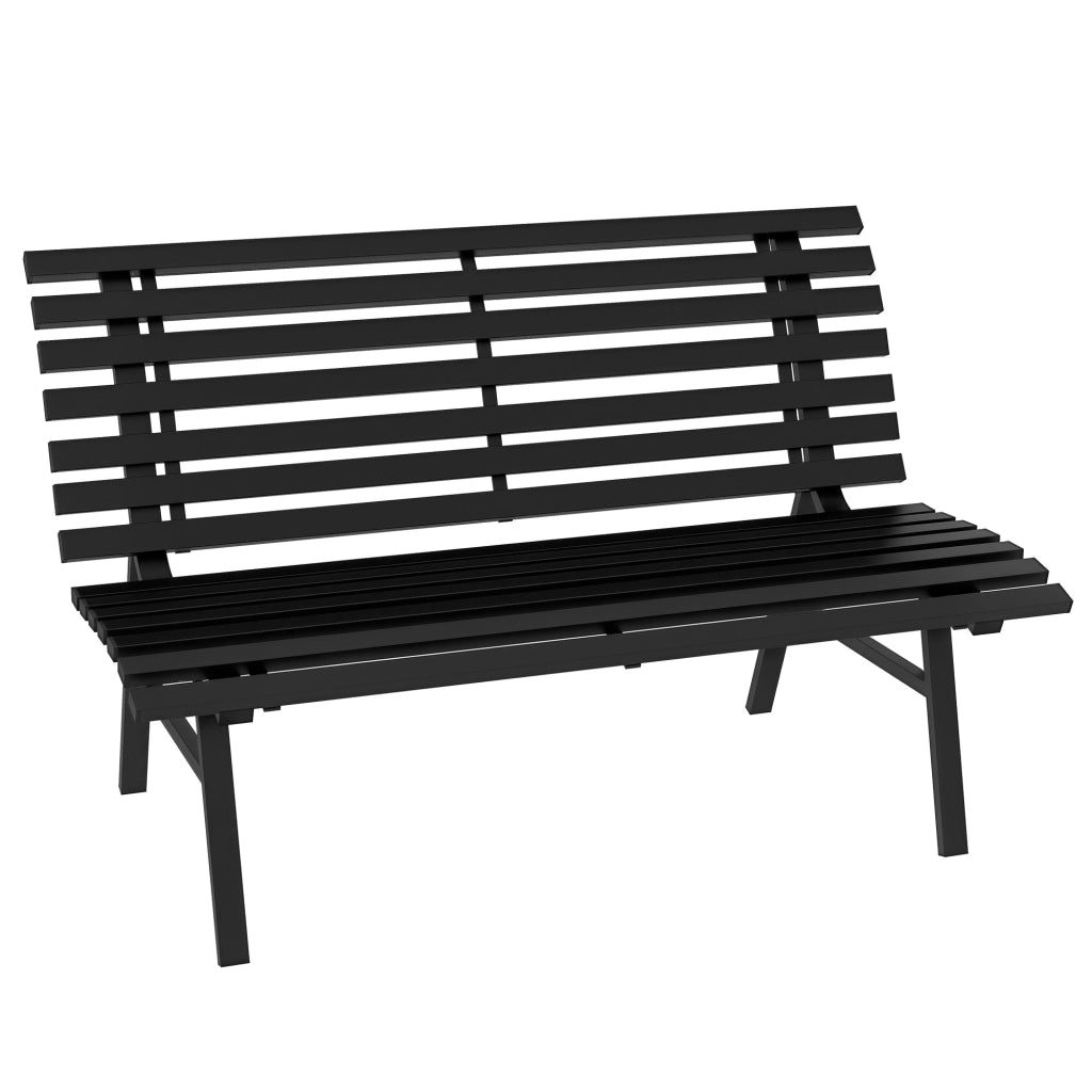 Panchina da Esterno in Alluminio a 2 Posti a Doghe, 123x67x79cm, Nero