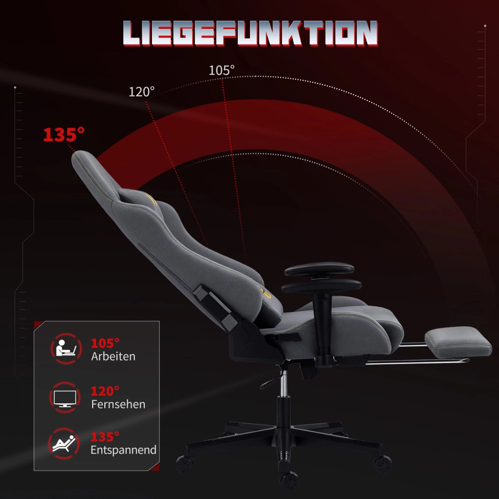 Sedia da gaming ergonomica con braccioli 3D e supporto lombare regolabile ¨C zephmum ¨C Grigio
