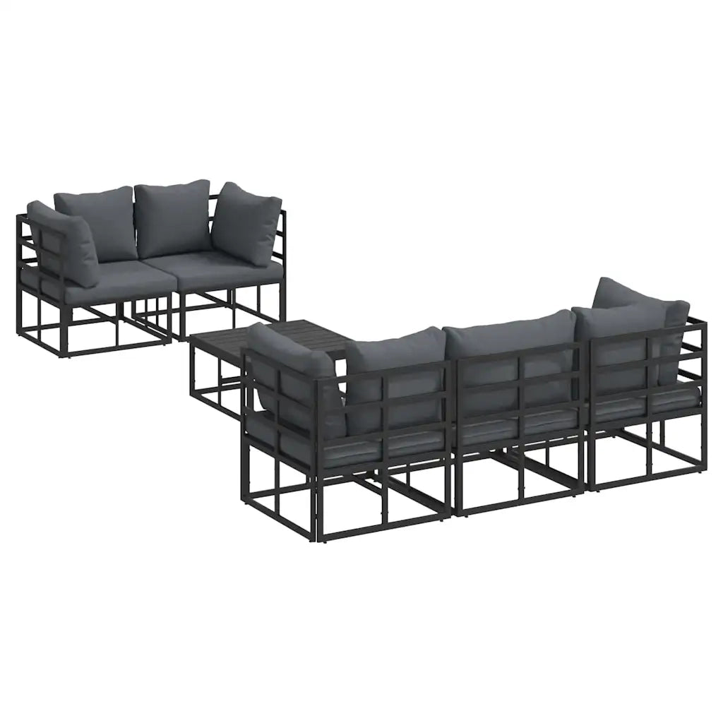 vidaXL Set Divano da Giardino con cuscino 6 pcs Nero Alluminio