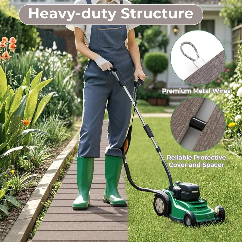 Passerella da Giardino Pieghevole 242 x 43 cm, Sentiero da Prato in HDPE con Cavi in Acciaio, Percorso da Prato Antiscivolo per Cortile e Spiaggia, Grigio