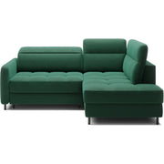 Divano angolare destro convertibile BARNEA 208 cm verde scuro con contenitore