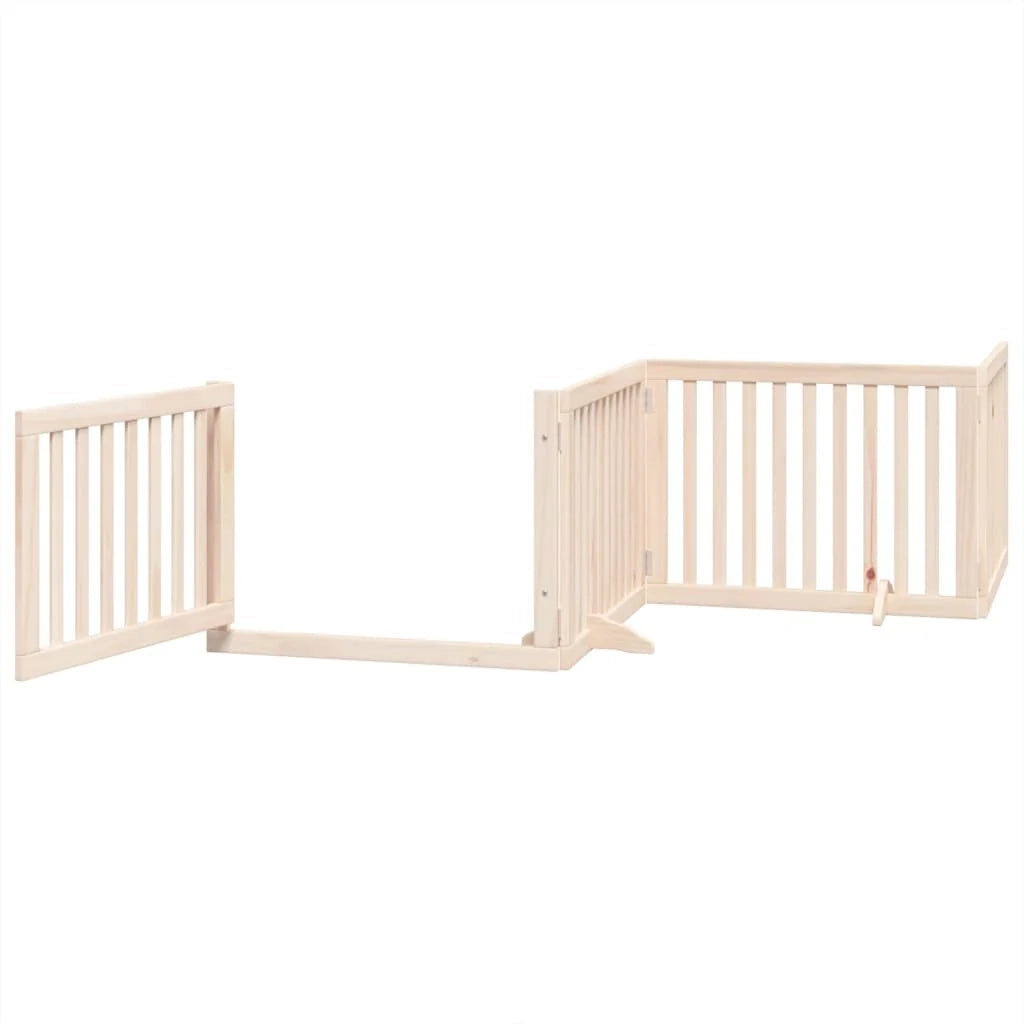 Cancelletto di sicurezza per animali domestici porta pieghevole 10 pannelli legno di pioppo marrone 02_0023106