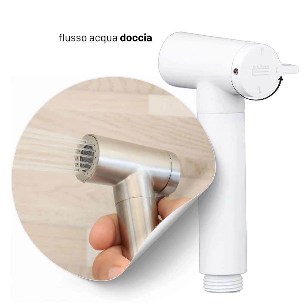 Idroscopino wc doccetta ottone portatile shutoff monogetto con leva ogomondo kit *** finitura- bianco opaco tondo, co...