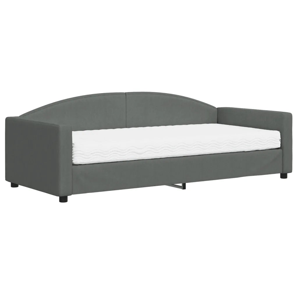 Divano Letto con Materasso Grigio Scuro 90x200 cm in Tessuto