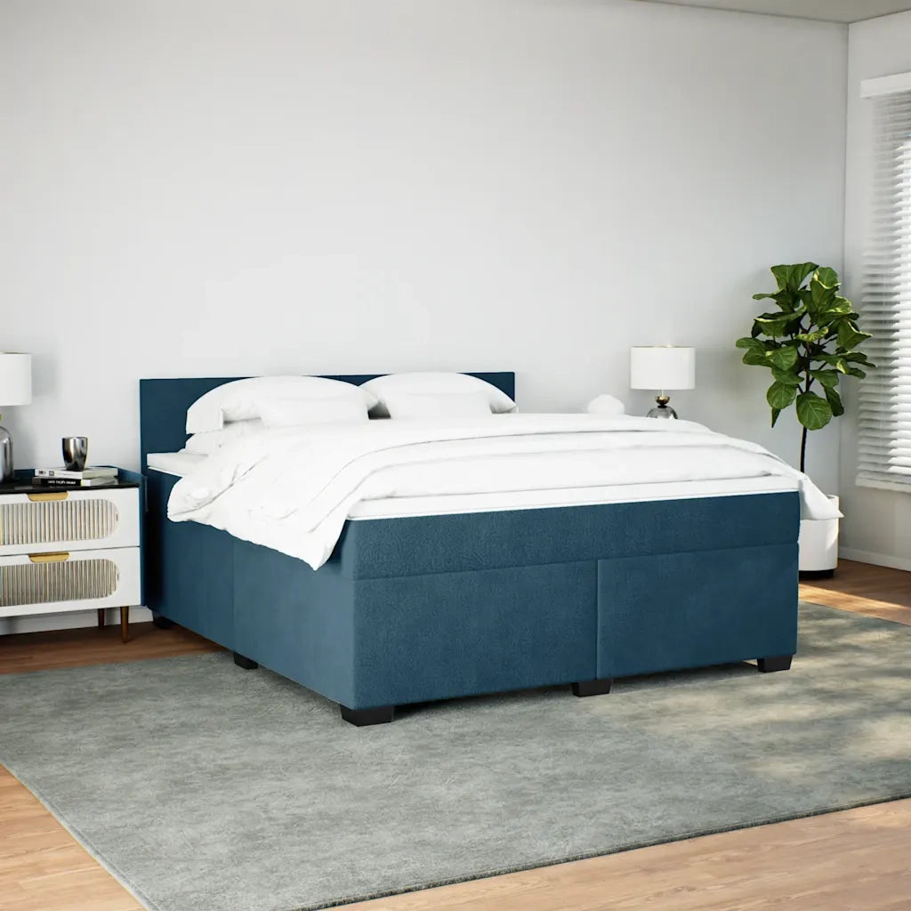 Giroletto a Molle con Materasso Blu 180x200 cm in Velluto 3288676