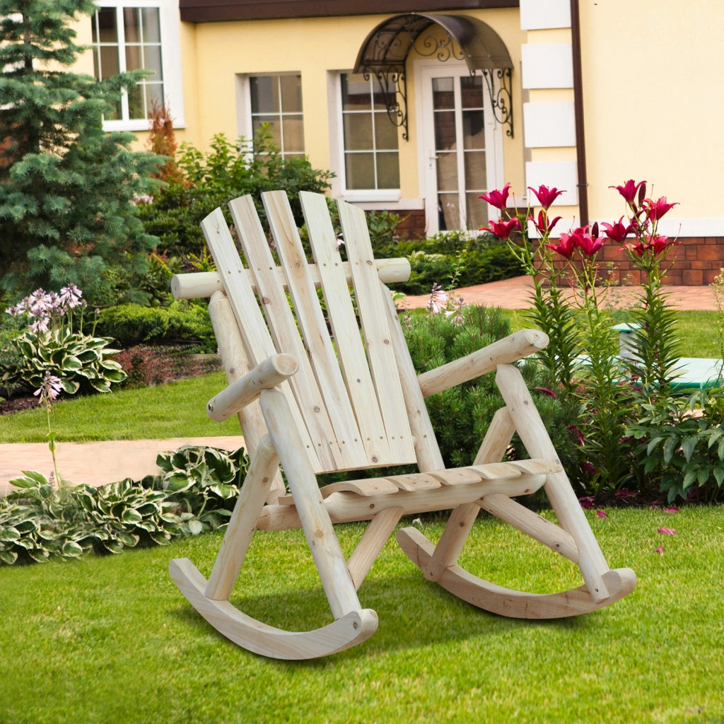 Poltrona da Giardino a Dondolo in Legno di Pino ¨C zephmum ¨C Naturale