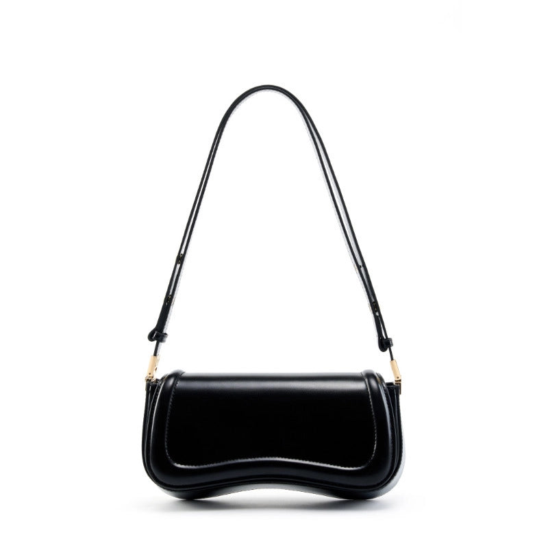 Borsa a tracolla da donna in vera pelle nera
